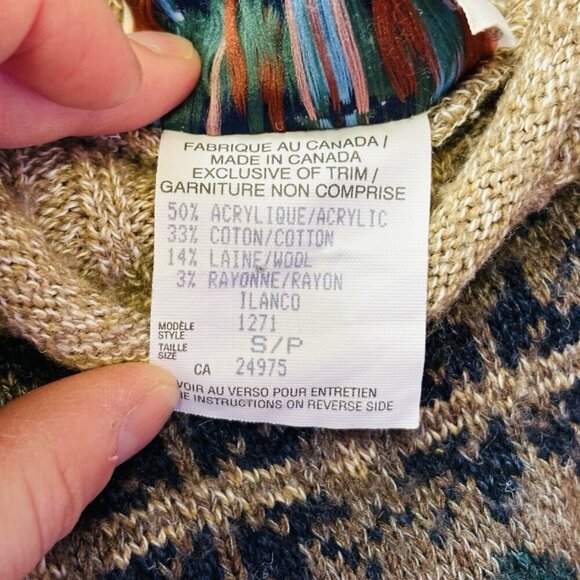 Vintage Ilanco Fair Isle Sweater Womens Small Purple Green Knit Pullover Jumper - Picture 13 of 16